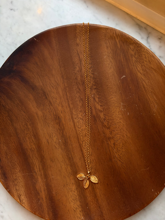 Gold Coffee Bean Pendant Necklace