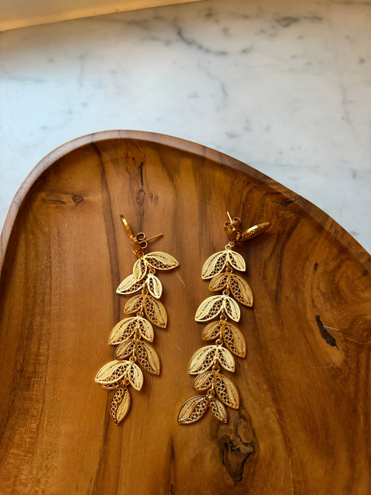 Gold Flowing Coffee Bean Earrings