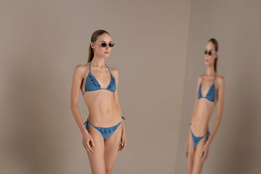 Blue Ruffle Swimsuits Bikini