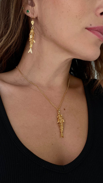 Filigree Fish Drop Earrings