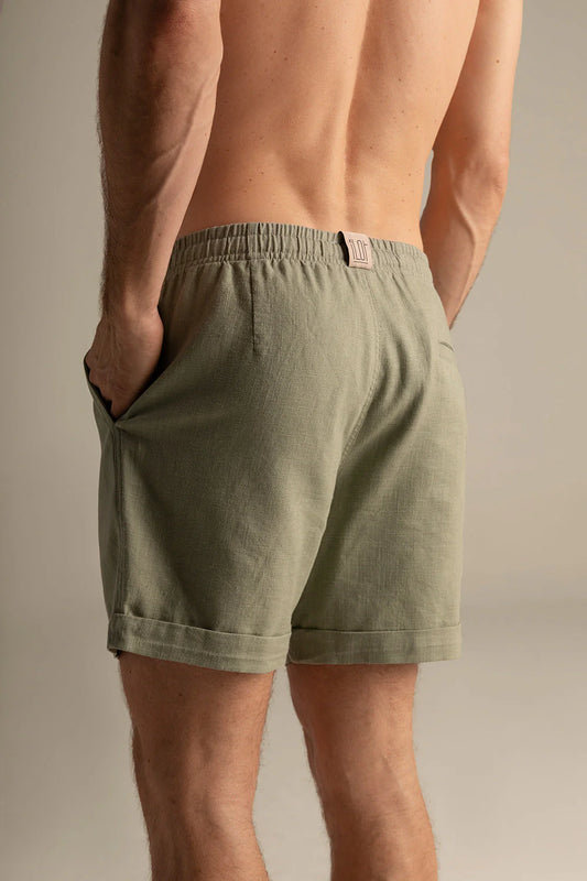 Olive Khaki Draw String Shorts by Ilot
