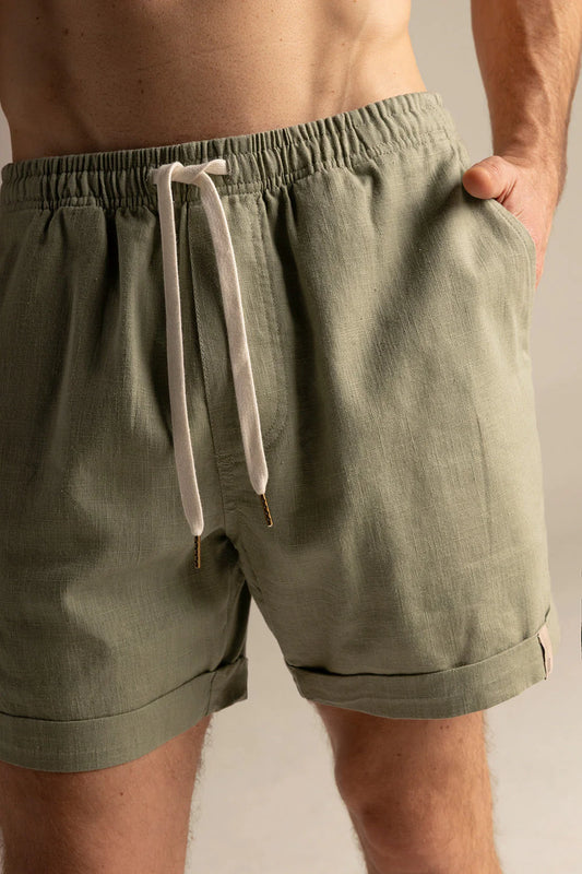 Olive Khaki Draw String Shorts by Ilot
