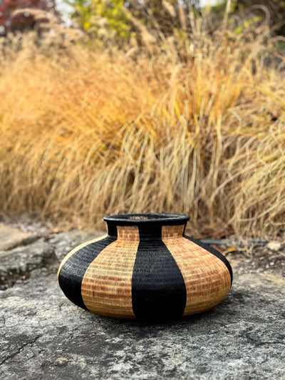 Black and Tan Wide Werregue Vase