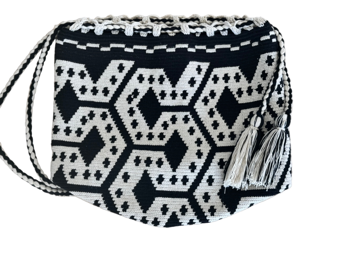 Mochila Wayuu Back Pack (Black and Natural Diamon Shape)