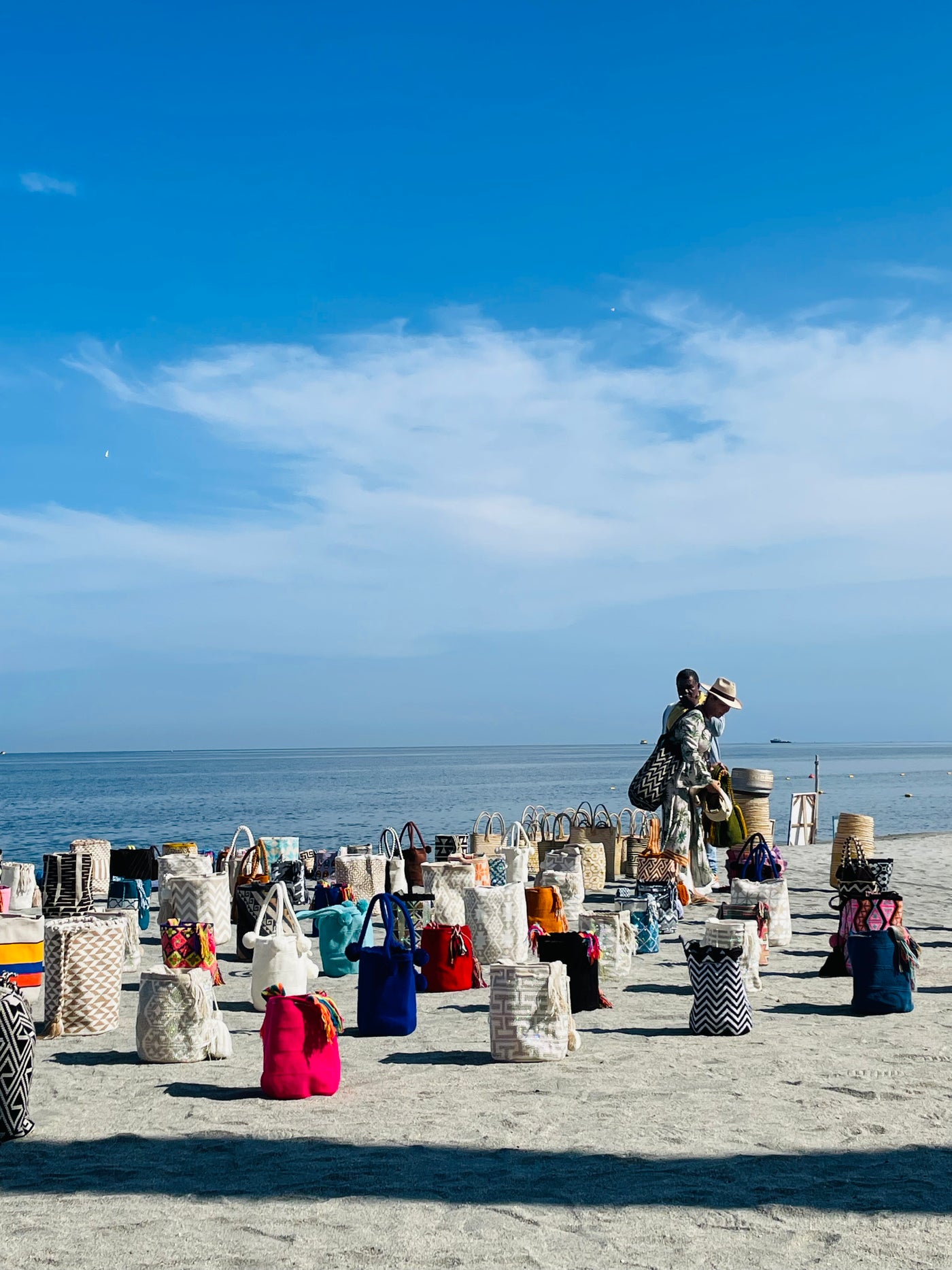 Mochila Wayuu Back Pack (Sand with color lines)