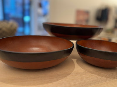 Molded Leather Bowl Set of 3