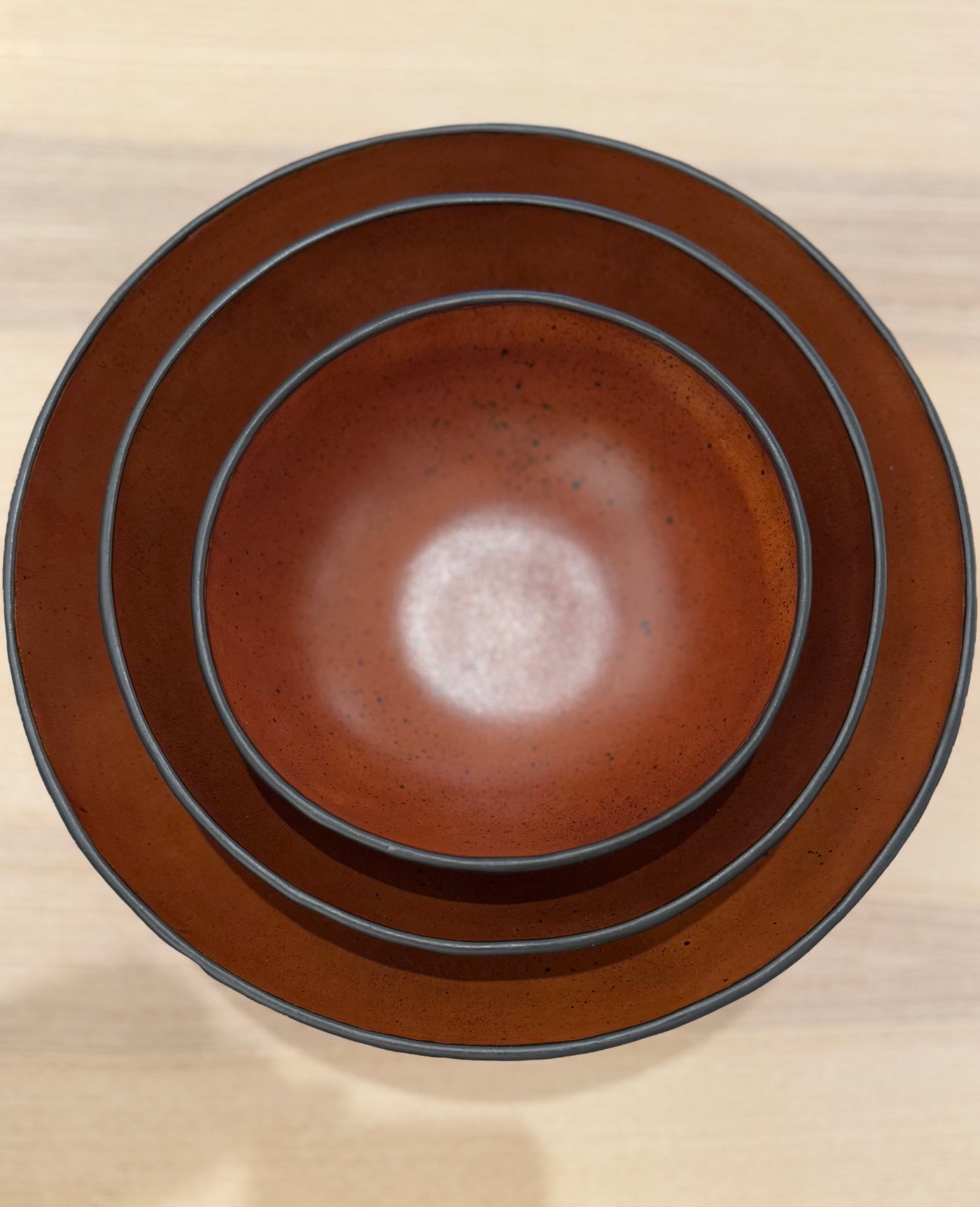 Molded Leather Bowl Set of 3