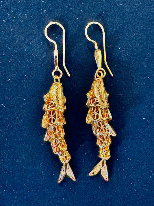 Filigree Fish Drop Earrings