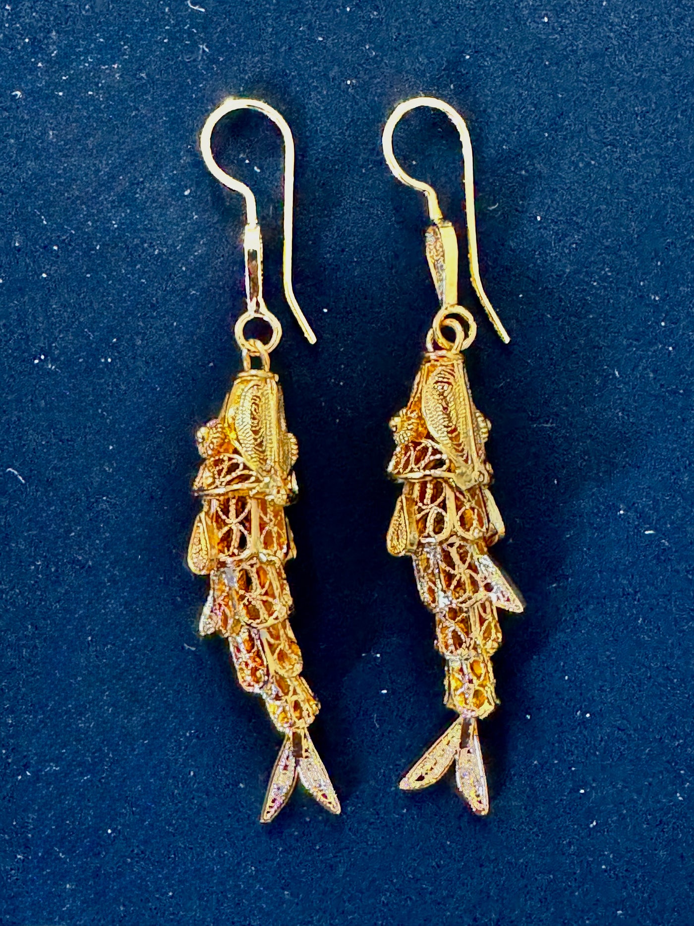 Filigree Fish Drop Earrings