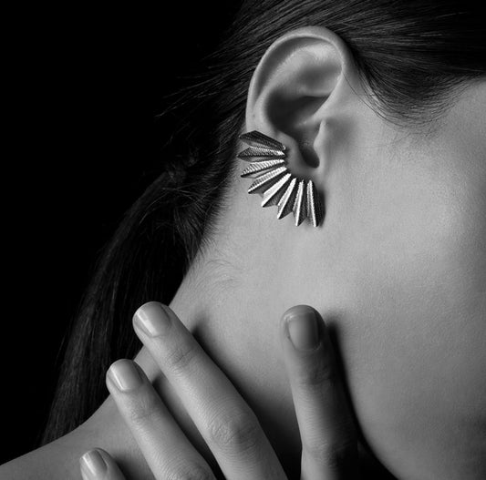 Small Silver Fan Earrings by Pi Project