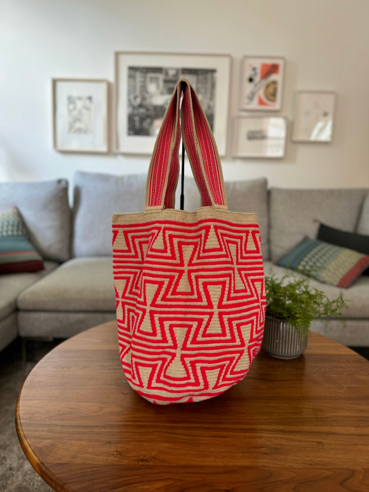 Beach Mochila - Natural/Pink