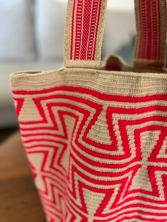 Beach Mochila - Natural/Pink