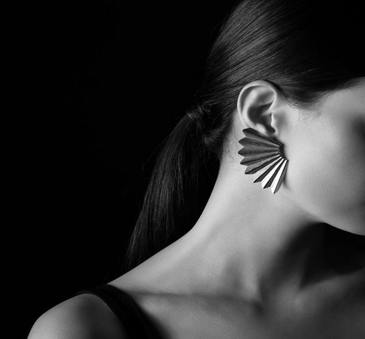 Large Gold Fan Earrings by Pi Project