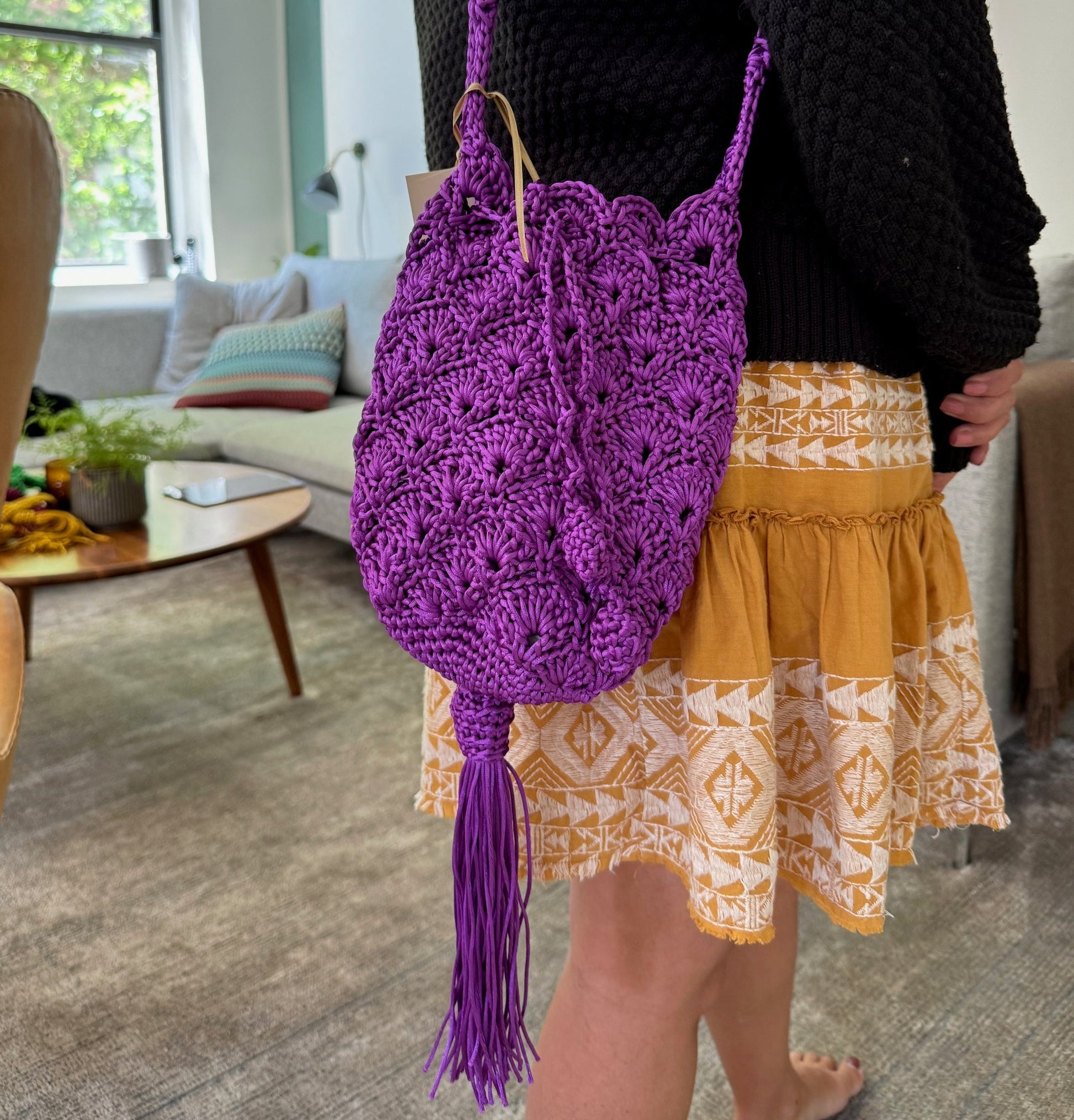 Silk Threat Woven Mochila with Tassel By Patricia Cabrales