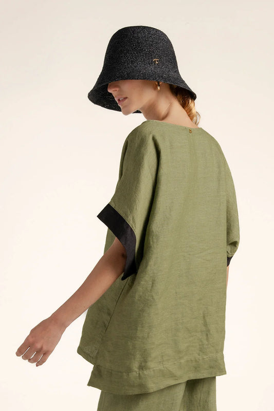 Green Colorblock Top by Touché