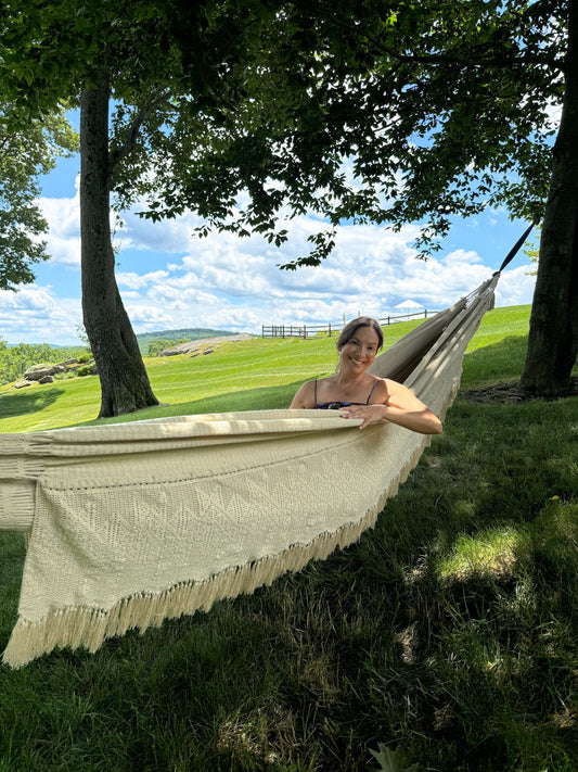 Hammock Wayuu Chinchorro with Macrame by Helecho Collective