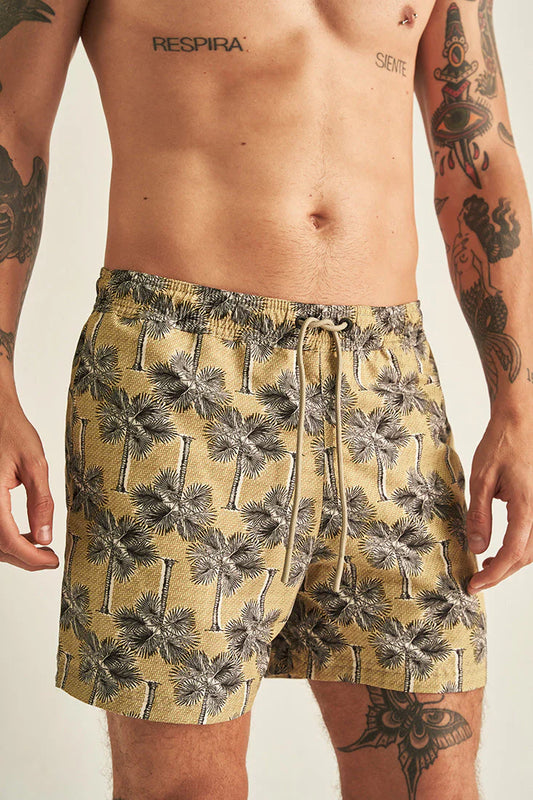 Short Swim Trunks with Palms Printing by Ilot