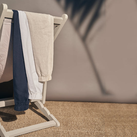 White Linen Joggers by Ilot