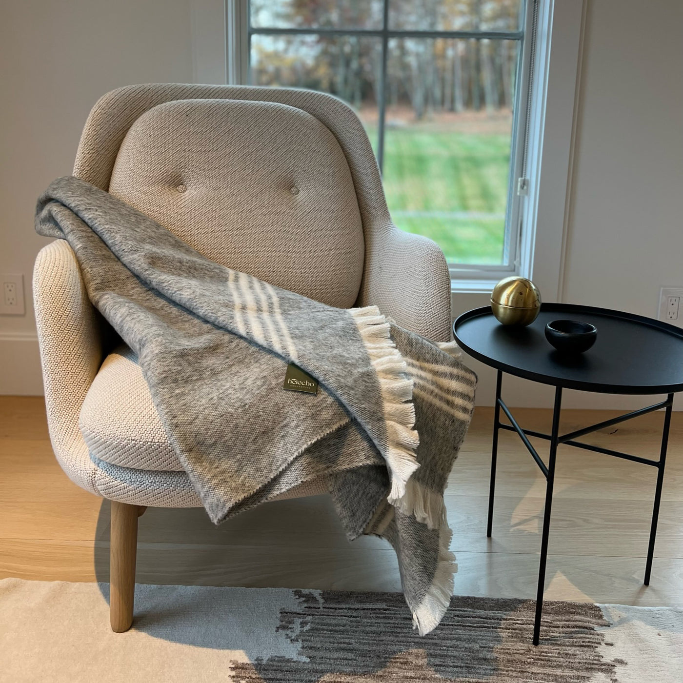 Cogua Grey Blanket with Natural Stripes