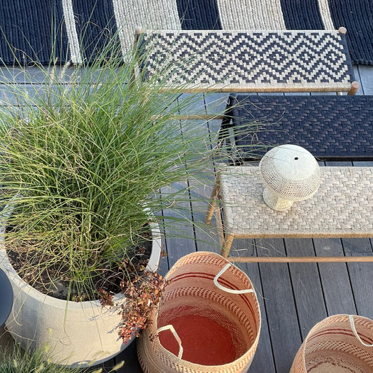 Natural Woven Fique Wood Bench (various color options)