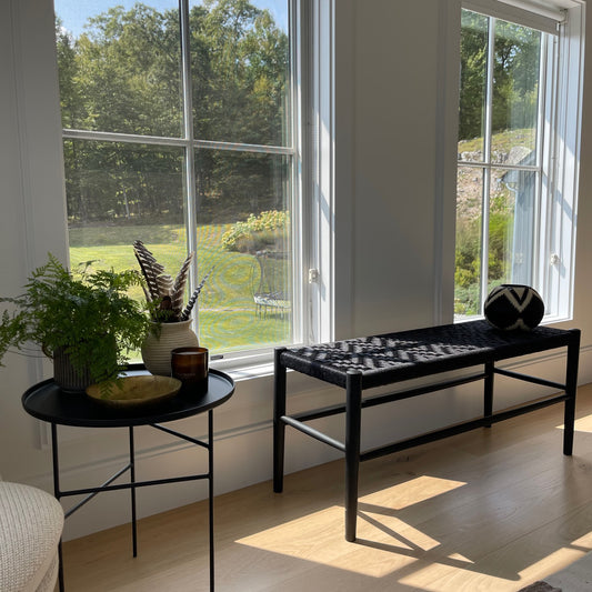 Natural Woven Fique Wood Bench (various color options)