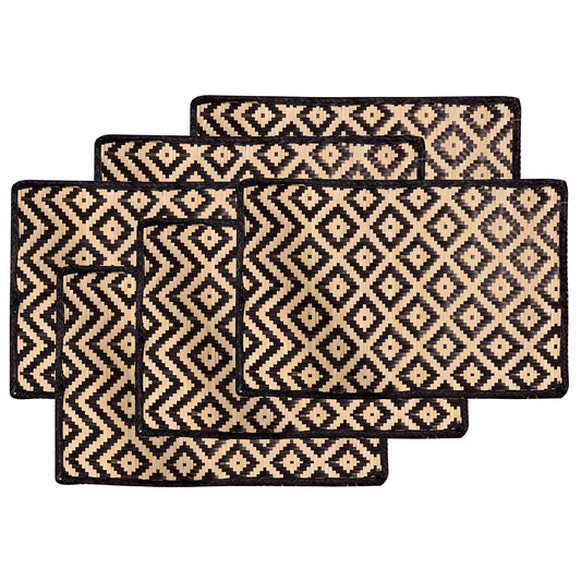 Paja Tetera Woven Placemats - Diamond ZigZag (Set of 6)